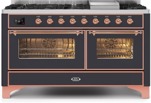 Ilve Majestic II Collection UM15FDNS3MGP - 60 Inch Freestanding Dual Fuel Range in Front View
