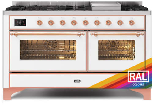 Ilve Majestic II Collection UM15FDNS3RAPLP - 60 Inch Freestanding Dual Fuel Range in Front View