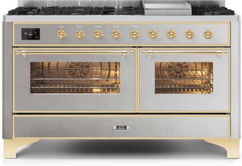 Ilve Majestic II Collection UM15FDNS3SSG - 60 Inch Freestanding Dual Fuel Range in Front View