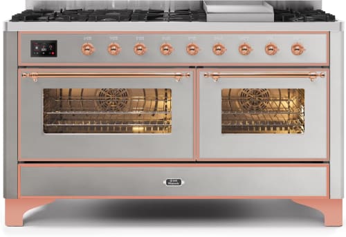 Ilve Majestic II Collection UM15FDNS3SSPNG - 60 Inch Freestanding Dual Fuel Range with 9 Sealed Burners in Front View