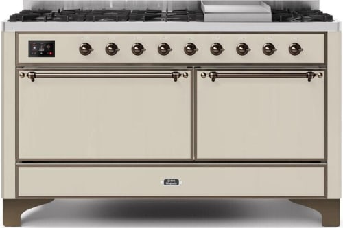 Ilve Majestic II Collection UM15FDQNS3AWB - 60 Inch Freestanding Dual Fuel Range in Front View