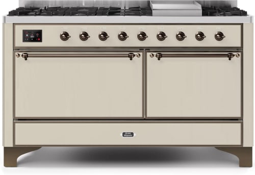 Ilve Majestic II Collection UM15FDQNS3AWPLP - 60 Inch Freestanding Dual Fuel Range with 9 Sealed Burners in Front View