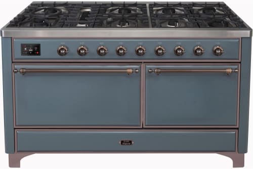 Ilve Majestic II Collection UM15FDQNS3BGBLP - Majestic II 60 Inch Dual Fuel Natural Gas Freestanding Range