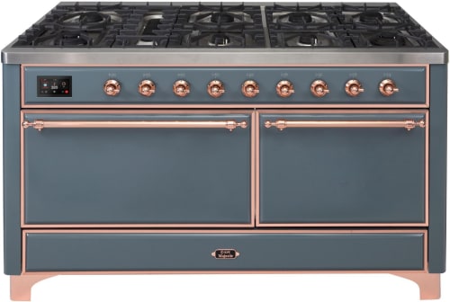 Ilve Majestic II Collection UM15FDQNS3BGP - 60 Inch Freestanding Dual Fuel Range in Front View