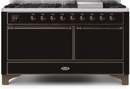 Ilve Majestic II Collection UM15FDQNS3BKB - 60 Inch Freestanding Dual Fuel Range in Front View