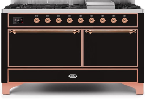 Ilve Majestic II Collection UM15FDQNS3BKP - 60 Inch Freestanding Dual Fuel Range in Front View
