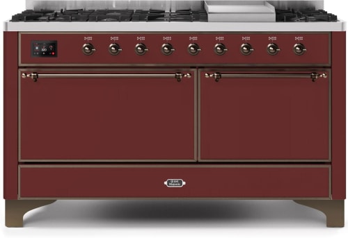 Ilve Majestic II Collection UM15FDQNS3BUB - 60 Inch Freestanding Dual Fuel Range in Front View