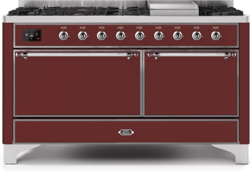 Ilve Majestic II Collection UM15FDQNS3BUCLP - 60 Inch Freestanding Dual Fuel Range with 9 Sealed Burners in Front View
