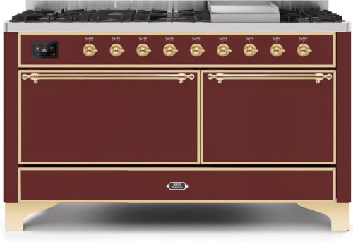 Ilve Majestic II Collection UM15FDQNS3BUGLP - 60 Inch Freestanding Dual Fuel Range with 9 Sealed Burners in Front View