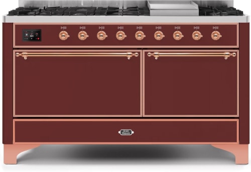Ilve Majestic II Collection UM15FDQNS3BUP - 60 Inch Freestanding Dual Fuel Range in Front View