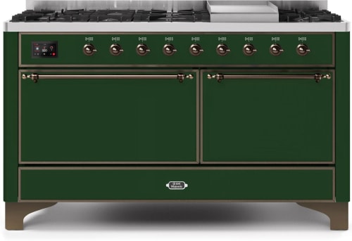 Ilve Majestic II Collection UM15FDQNS3EGBLP - 60 Inch Freestanding Dual Fuel Range with 9 Sealed Burners in Front View