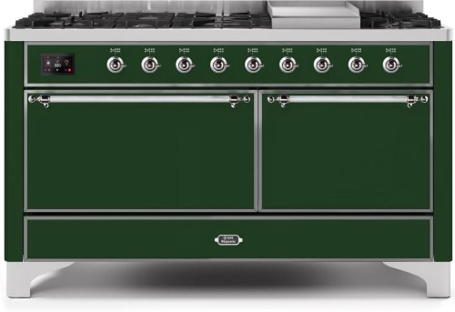 Ilve Majestic II Collection UM15FDQNS3EGCLP - 60 Inch Freestanding Dual Fuel Range with 9 Sealed Burners in Front View