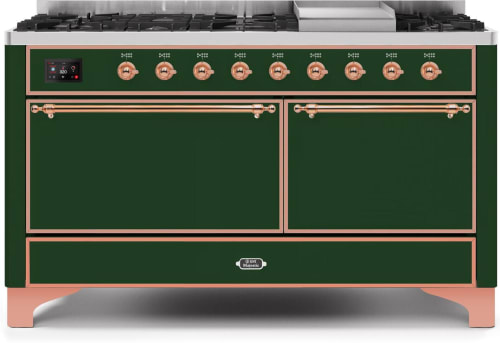 Ilve Majestic II Collection UM15FDQNS3EGPLP - 60 Inch Freestanding Dual Fuel Range with 9 Sealed Burners in Front View