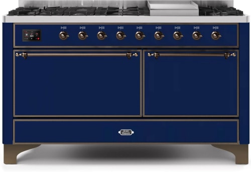 Ilve Majestic II Collection UM15FDQNS3MBB - 60 Inch Freestanding Dual Fuel Range in Front View