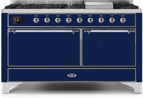 Ilve Majestic II Collection UM15FDQNS3MBC - 60 Inch Freestanding Dual Fuel Range in Front View