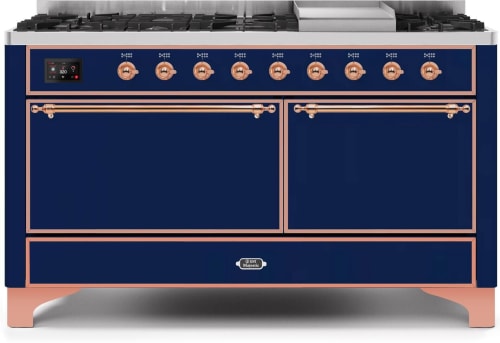 Ilve Majestic II Collection UM15FDQNS3MBP - 60 Inch Freestanding Dual Fuel Range in Front View