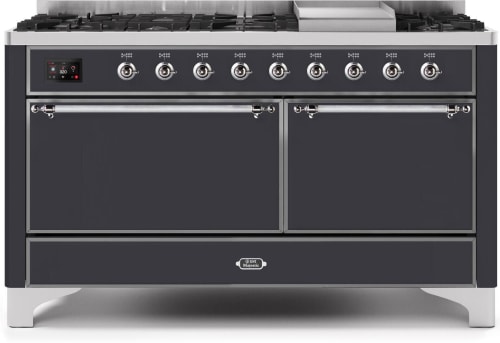 Ilve Majestic II Collection UM15FDQNS3MGCLP - 60 Inch Freestanding Dual Fuel Range in Front View