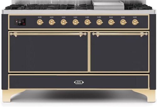 Ilve Majestic II Collection UM15FDQNS3MGGLP - 60 Inch Freestanding Dual Fuel Range in Front View