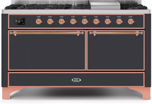 Ilve Majestic II Collection UM15FDQNS3MGP - 60 Inch Freestanding Dual Fuel Range in Front View