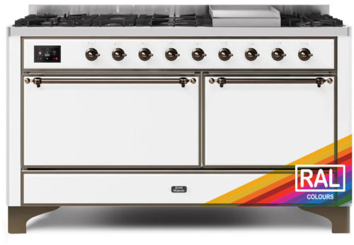 Ilve Majestic II Collection UM15FDQNS3RAB - 60 Inch Freestanding Dual Fuel Range in Front View