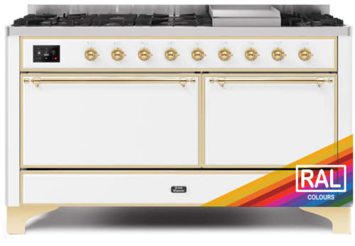 Ilve Majestic II Collection UM15FDQNS3RAGLP - 60 Inch Freestanding Dual Fuel Range in Front View