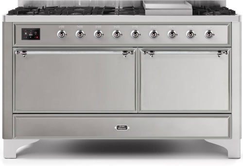 Ilve Majestic II Collection UM15FDQNS3SSC - 60 Inch Freestanding Dual Fuel Range in Front View