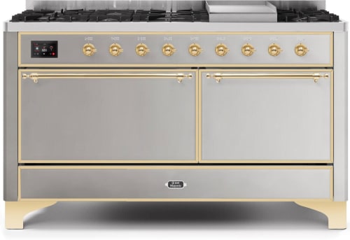 Ilve Majestic II Collection UM15FDQNS3SSG - 60 Inch Freestanding Dual Fuel Range in Front View