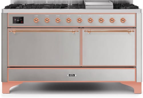 Ilve Majestic II Collection UM15FDQNS3SSPLP - 60 Inch Freestanding Dual Fuel Range in Front View