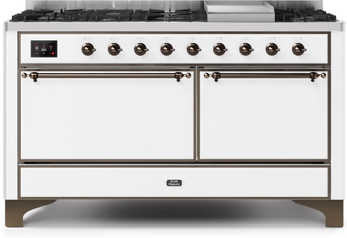 Ilve Majestic II Collection UM15FDQNS3WHB - 60 Inch Freestanding Dual Fuel Range in Front View
