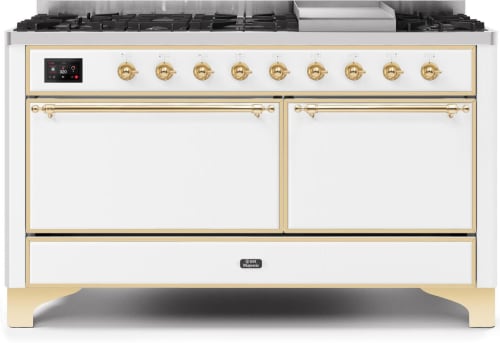 Ilve Majestic II Collection UM15FDQNS3WHG - 60 Inch Freestanding Dual Fuel Range in Front View