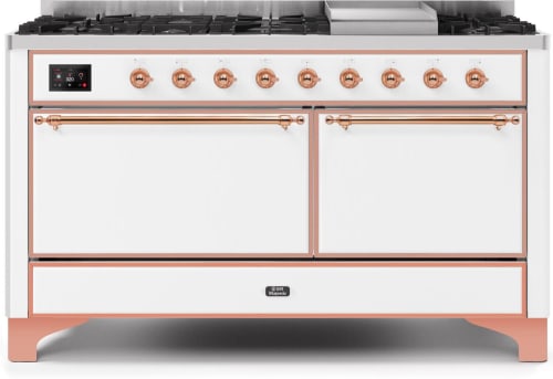 Ilve Majestic II Collection UM15FDQNS3WHP - 60 Inch Freestanding Dual Fuel Range in Front View