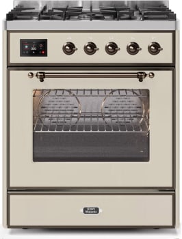 Ilve Majestic II Collection UM30DNE3AWBLP - 30 Inch Freestanding Dual Fuel Range in Front View