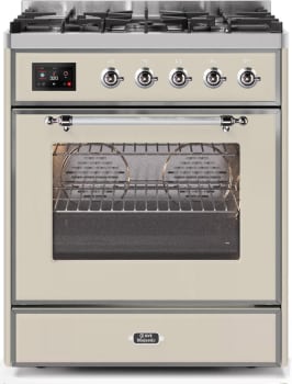 Ilve Majestic II Collection UM30DNE3AWC - 30 Inch Antique White Natural Gas Freestanding Range