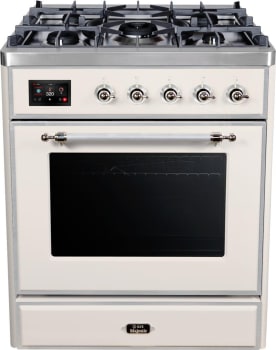 Ilve Majestic II Collection UM30DNE3AWCLP - 30 Inch Freestanding Dual Fuel Range in Front View