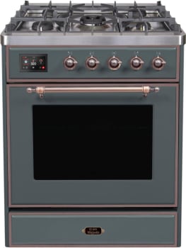 Ilve Majestic II Collection UM30DNE3BGB - 30 Inch Freestanding Dual Fuel Range in Front View