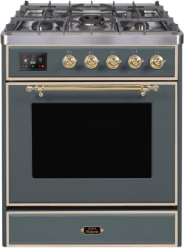 Ilve Majestic II Collection UM30DNE3BGG - 30 Inch Freestanding Dual Fuel Range in Front View