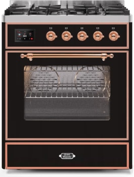 Ilve Majestic II Collection UM30DNE3BKP - 30 Inch Glossy Black Natural Gas Freestanding Range