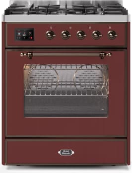 Ilve Majestic II Collection UM30DNE3BUBLP - 30 Inch Freestanding Dual Fuel Range in Front View