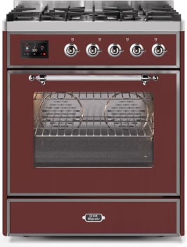 Ilve Majestic II Collection UM30DNE3BUC - 30 Inch Burgundy Liquid Propane Freestanding Range
