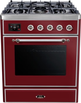 Ilve Majestic II Collection UM30DNE3BUCLP - 30 Inch Freestanding Dual Fuel Range in Front View