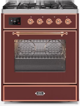 Ilve Majestic II Collection UM30DNE3BUPLP - 30 Inch Freestanding Dual Fuel Range in Front View
