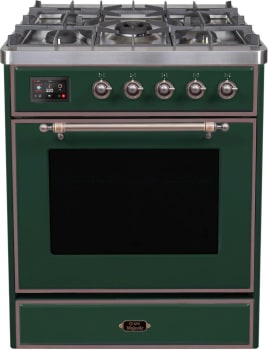 Ilve Majestic II Collection UM30DNE3EGBLP - 30 Inch Freestanding Dual Fuel Range in Front View