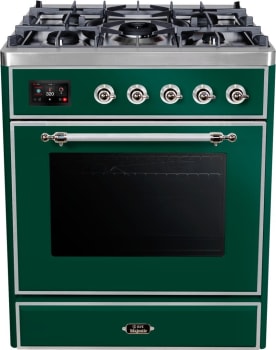 Ilve Majestic II Collection UM30DNE3EGCLP - 30 Inch Freestanding Dual Fuel Range in Front View