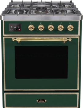 Ilve Majestic II Collection UM30DNE3EGGLP - 30 Inch Freestanding Dual Fuel Range in Front View