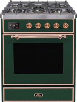 Ilve Majestic II Collection UM30DNE3EGPLP - 30 Inch Freestanding Dual Fuel Range in Front View