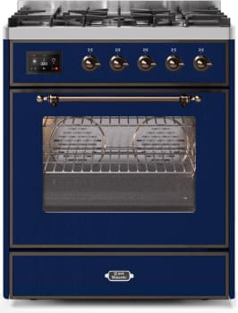 Ilve Majestic II Collection UM30DNE3MBBLP - 30 Inch Freestanding Dual Fuel Range in Front View