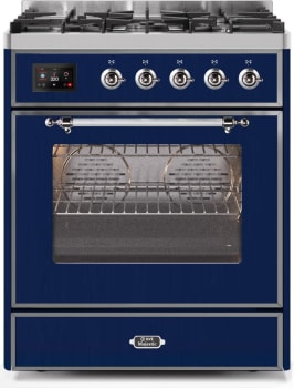 Ilve Majestic II Collection UM30DNE3MBC - 30 Inch Midnight Blue Natural Gas Freestanding Range