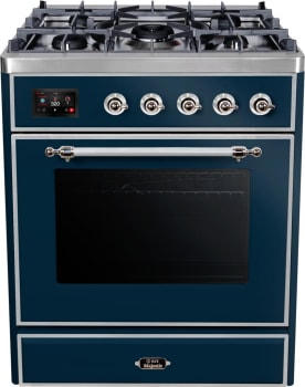 Ilve Majestic II Collection UM30DNE3MBCLP - 30 Inch Freestanding Dual Fuel Range in Front View