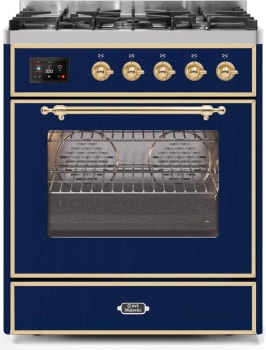Ilve Majestic II Collection UM30DNE3MBG - 30 Inch Midnight Blue Natural Gas Freestanding Range