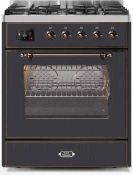 Ilve Majestic II Collection UM30DNE3MGB - 30 inch Matte Graphite Natural Gas Freestanding Range
